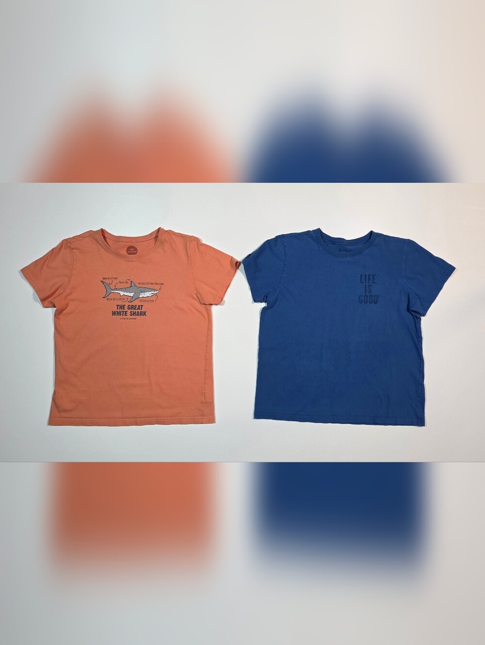 Life Is Good Blue Orange T-Shirt Sharks Graphic Boys XL Extra Large 12 - 14